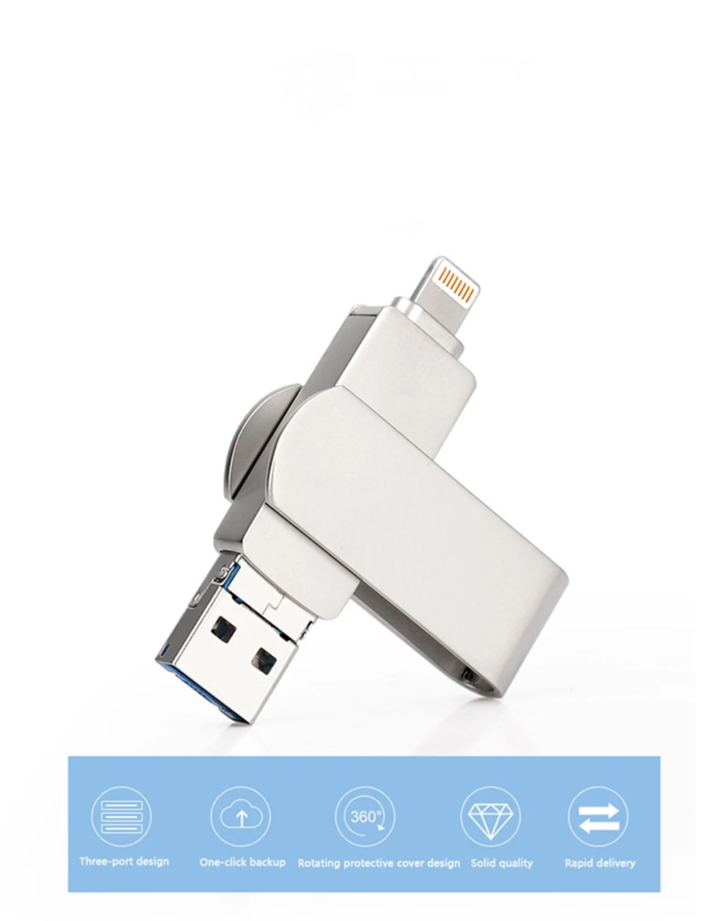 3in1 телефон флэш-накопитель, 64 ГБ USB3.0 Lightning флэш-накопитель для iPhone, iPad air, iPod, Mac, ПК, Внешняя память Stick OTG-черный