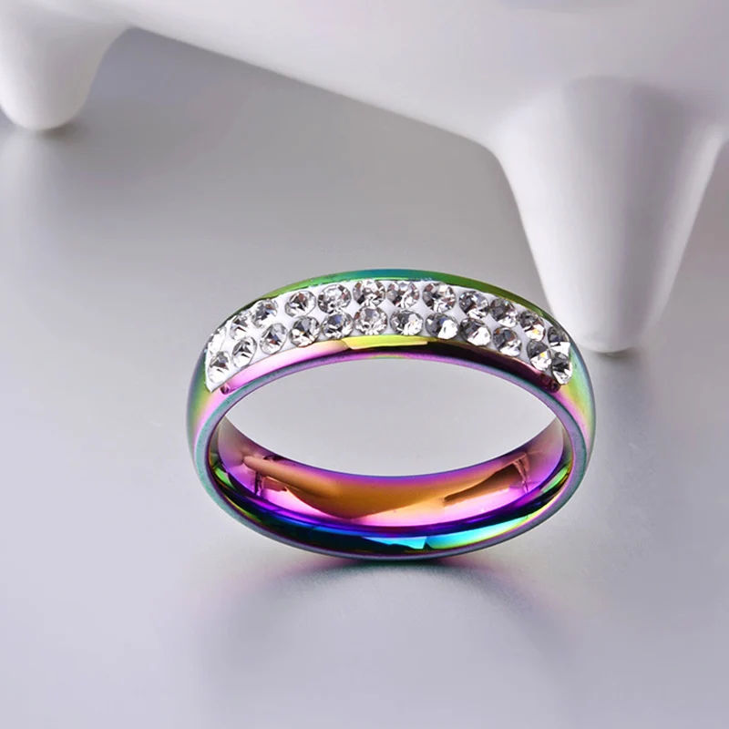 ЛГБТ гей Прайд кольцо из нержавеющей стали ювелирные изделия радужные блестящие