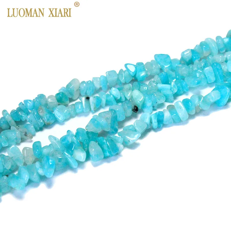 

Wholesale 100% Natural Gravel Shape Blue Amazonite 5-8 mm Stone Beads For Jewelry Making Diy Bracelet Necklace Strand 34''