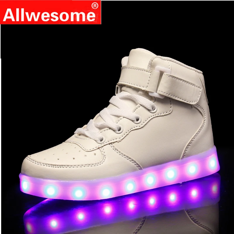 

2019 Kids Led Usb Charging Shoes Glowing Sneakers Children Hook Loop Luminous Shoes for Girls Boys Men Women Skate LED Shoes