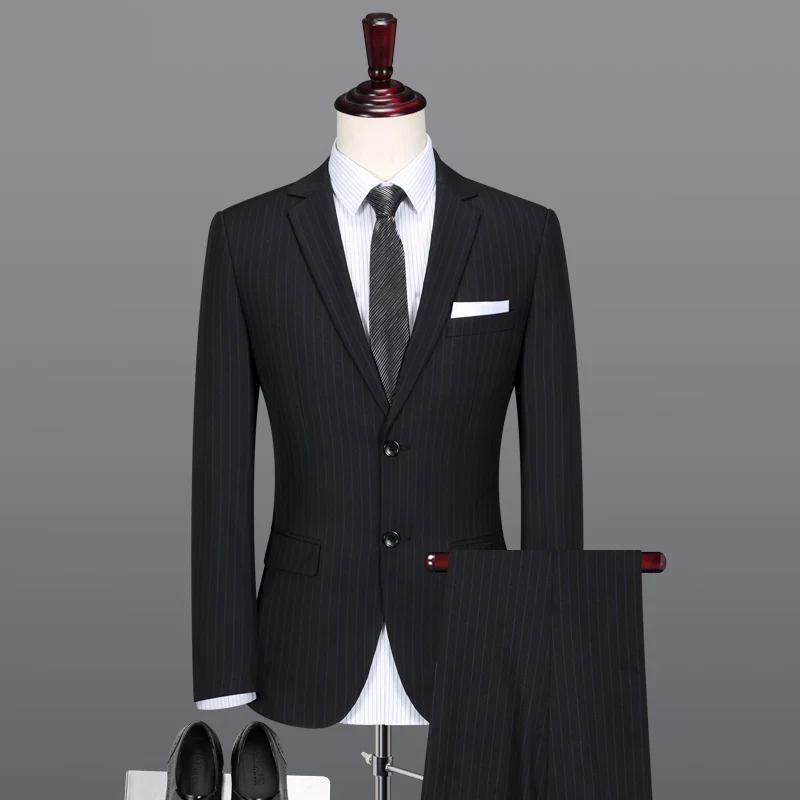 2 шт./3 шт. мужские костюмы в полоску для смокинга|groom wedding suit|mens suits tuxedoswedding suit |