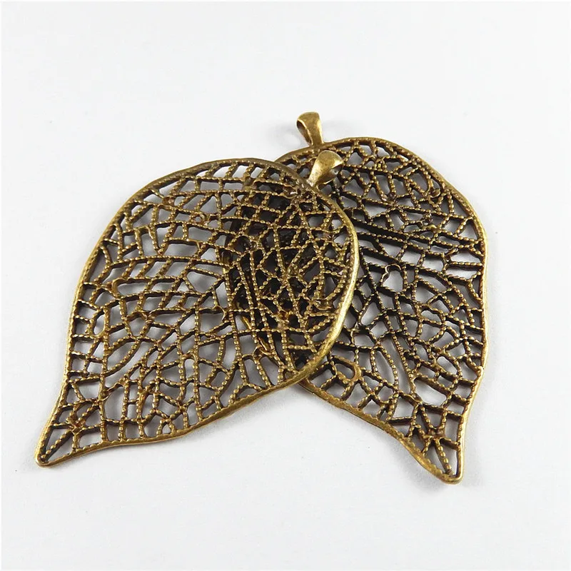 

Julie Wang 3PCS Antique Bronze Charms Simulate Fall Hollow Leaves Suspension Pendants Jewelry Necklace Bracelet Accessory