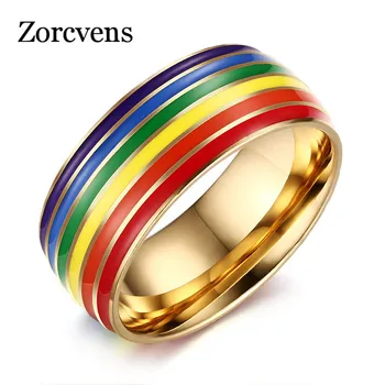 

2020 New Fashion Gay Pride Wedding Rings for Women and Men Jewelry Stainless steel Engagement Rings All Size