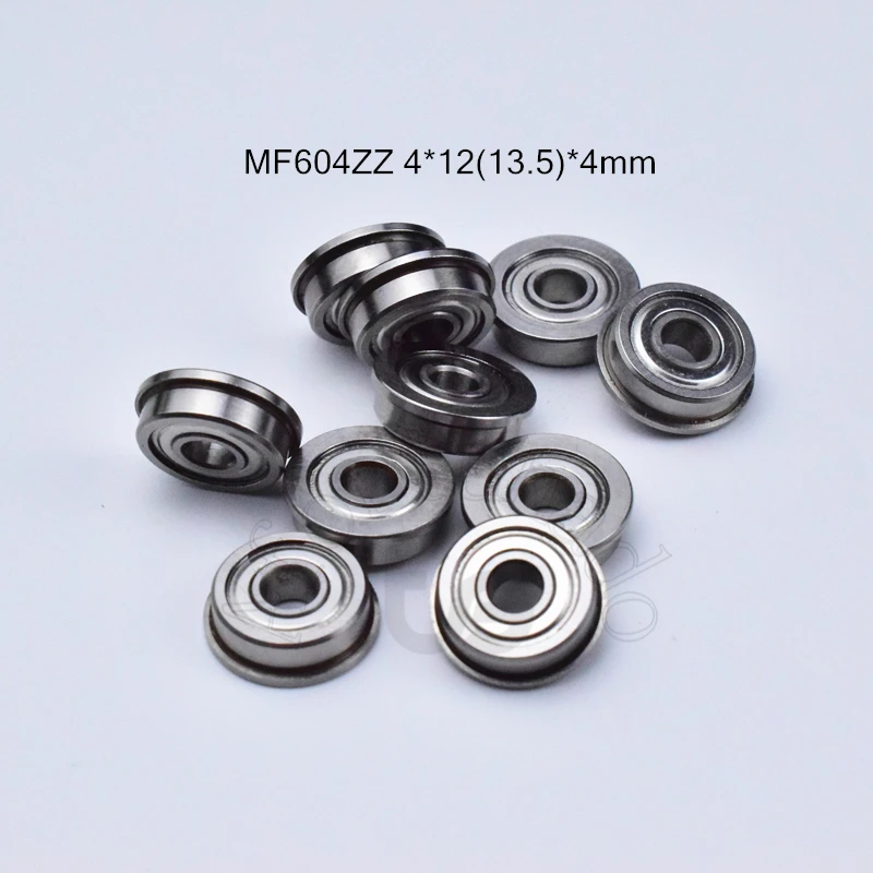 

F604zz 4*12(13.5)*4mm 10pieces Flange bearing F604 604 metal sealed free shipping ABEC-5 chrome steel miniature bearings
