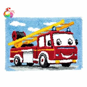 

Latch Hook Rug Kit DIY Unfinished Crocheting Yarn Mat Latch Hook Rug Kit Pillows Carpet Set Cartoon Car Threads for embroidery