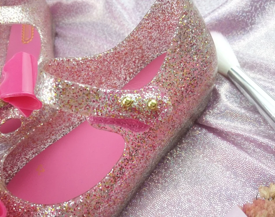 Melissa Лето 2019 г. новый золотой большой лук девушка мини-сандалии мягкие босоножки из прозрачного пластика удобные детские сандалии зимняя