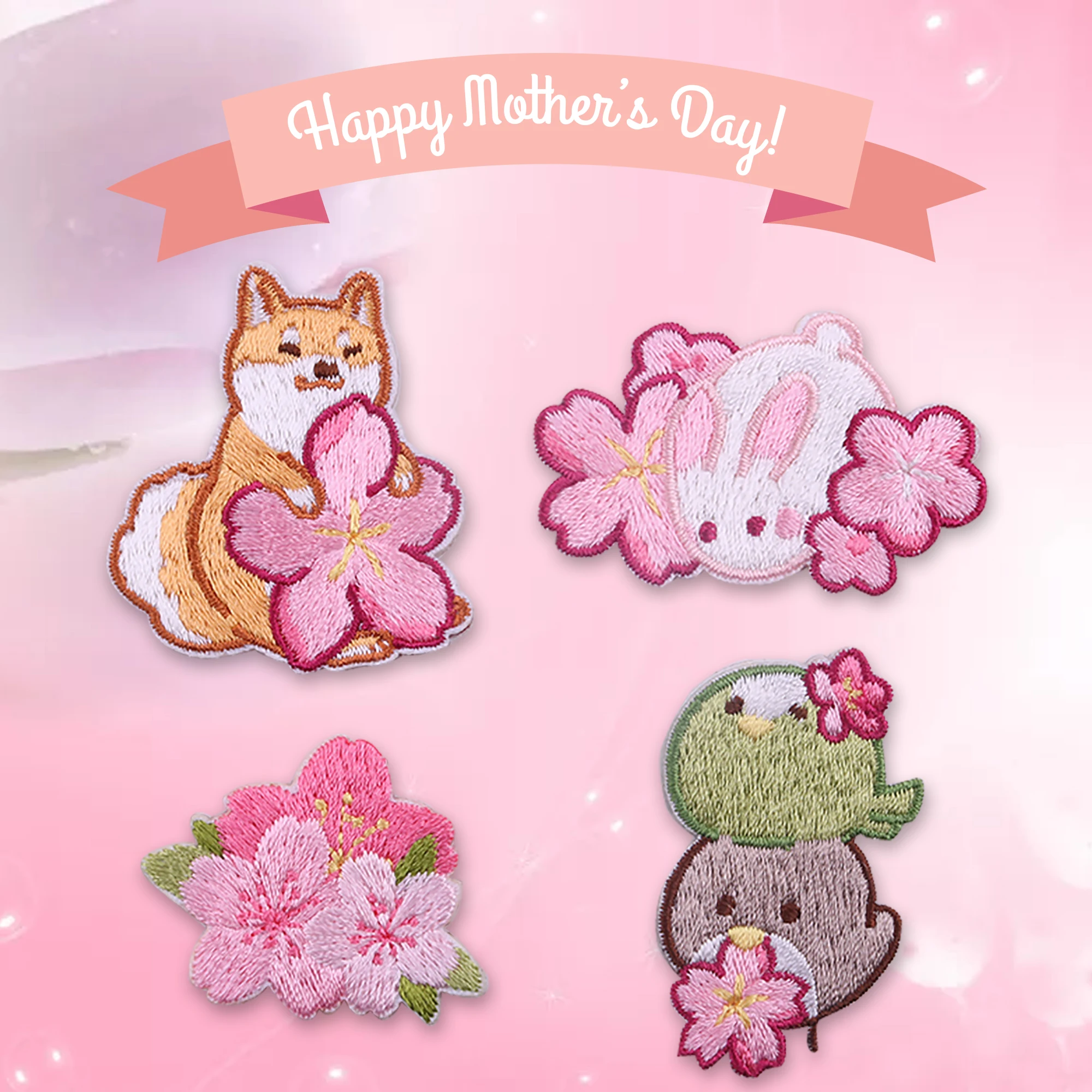 

Single embroidered Cherry Tree Series exquisite embroidery self-adhesive cloth Patch diy knapsack booklet Decoration paste