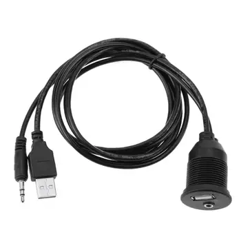 

1 Set Extension Cable Car Dashboard Motor USB 2.0 3.5mm M/F AUX Lead Extension Cable 1M black Car Styling Dashboard For Motor