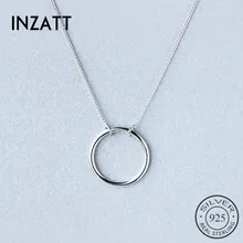 INZATT минималистичные геометрические круглые личные Подвески Настоящее 925 пробы серебряные ювелирные украшения для женщин трендовые аксессуары