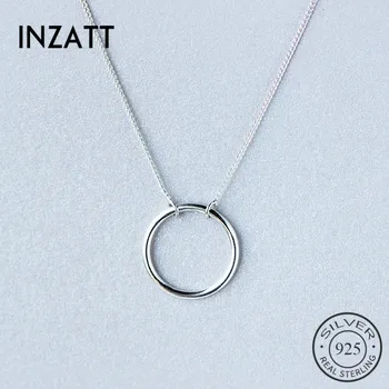 INZATT MInimalist Geometric Round Personal Pendant Necklaces Real 925 Sterling Silver Fine Jewelry For Women Trendy Accessories