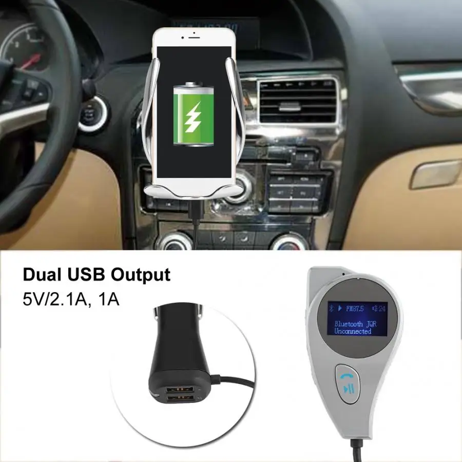 2.1A Быстрая зарядка двойной зарядное устройство USB BT A2DP Hands-free MP3 музыкальный плеер Bluetooth Car Kit Hands Free