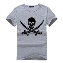 Цвет печати Эксклюзивный Творческий Карибский пиратский череп забавная Футболка с принтом модный бренд Для мужчин короткий рукав