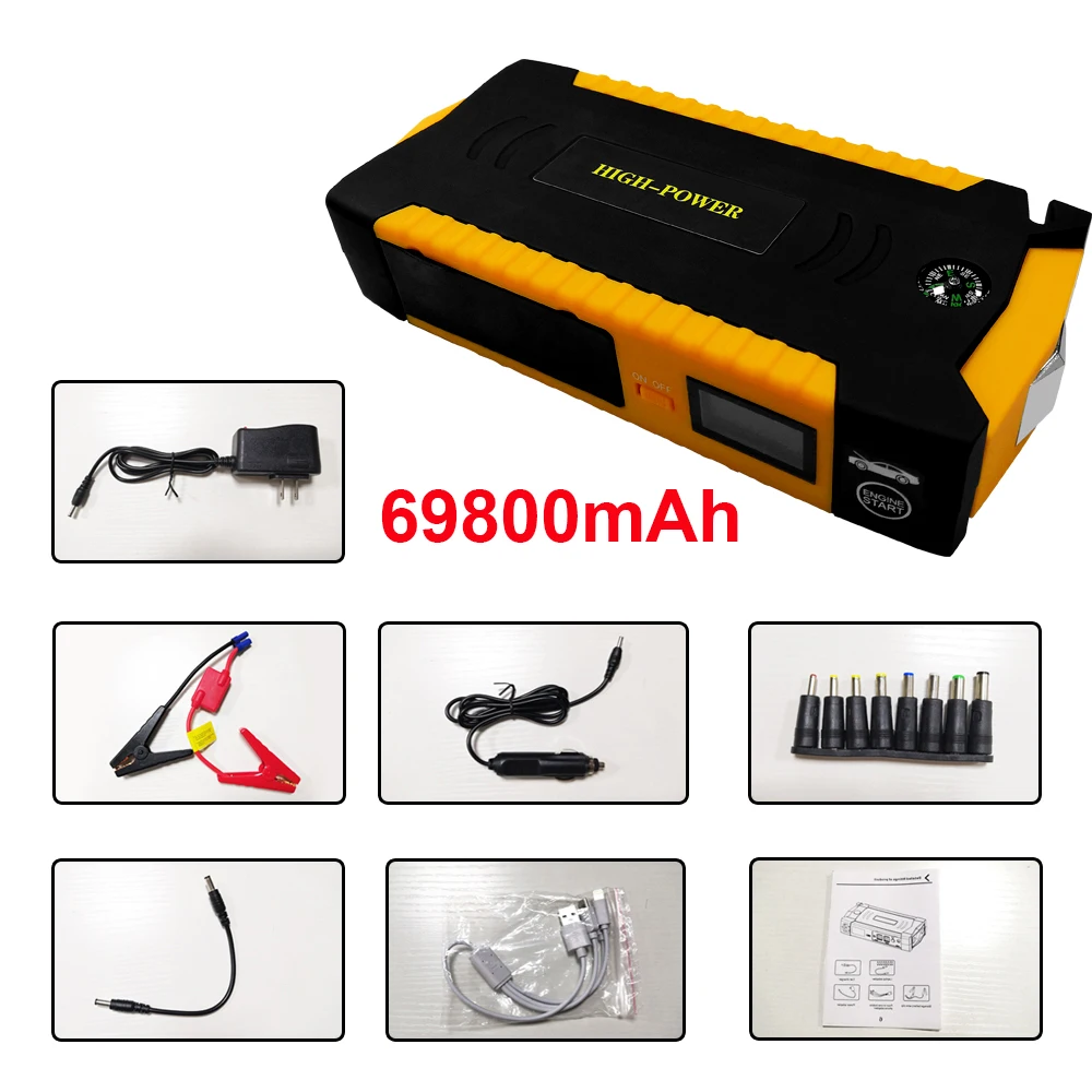 600A 12V 69800mAh Car Jump Starter Portable Power Bank Starting Device For Gasoline Diesel Car Battery Booster Charger