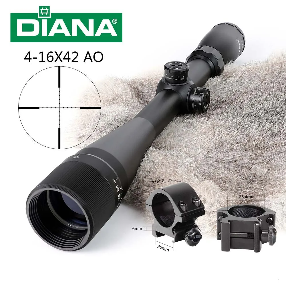 DIANA 4-16X42 AO тактический прицел охотничий прицел оптический прицел самый популярный охотничий прицел - Цвет: with Picatinny Rings
