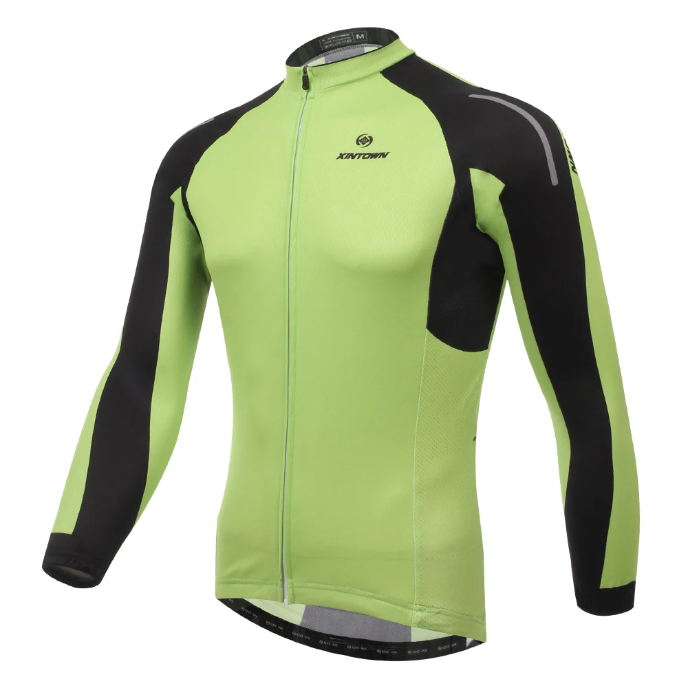 2015 Green Cycling Jersey Men Long Sleeve Bike Clothing Quick Dry High