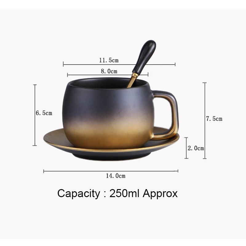 GLLead керамическая кофейная чашка и блюдце черный пигментированный фарфор чайная чашка фарфоровые чашки набор из нержавеющей стали 304 ложка