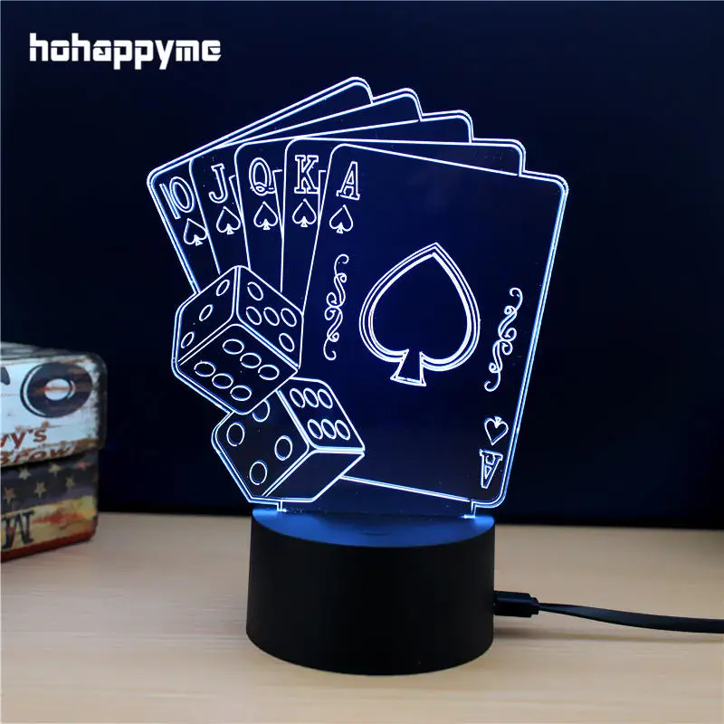 

Playing Cards 3D LED Light Sign Acrylic LED Signs Home Decor Gift Bar Panels Plate Plaques Desktop Decoration