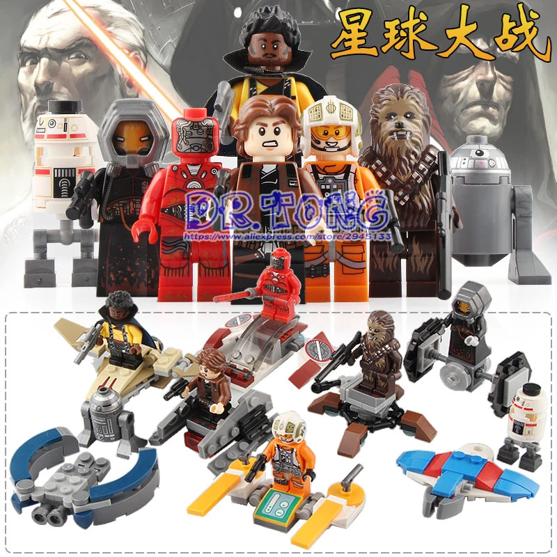 

DR.TONG 80PCS Star Wars Action Figure Luke Skywalker Han Solo Robot Spaceship Building Blocks Bricks Toys for Children SY1126