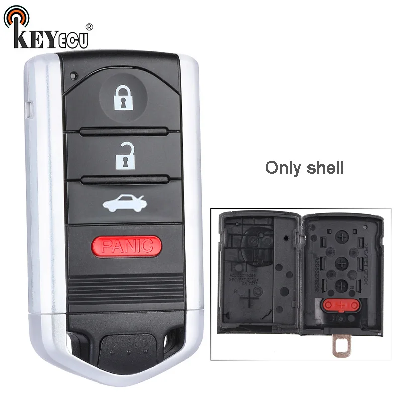 

KEYECU 1x 2x for Acura ILX TL RDX ZDX Replacement 3+1 4 Smart Button Remote Car Key Shell Case Fob Housing With Uncut Blade