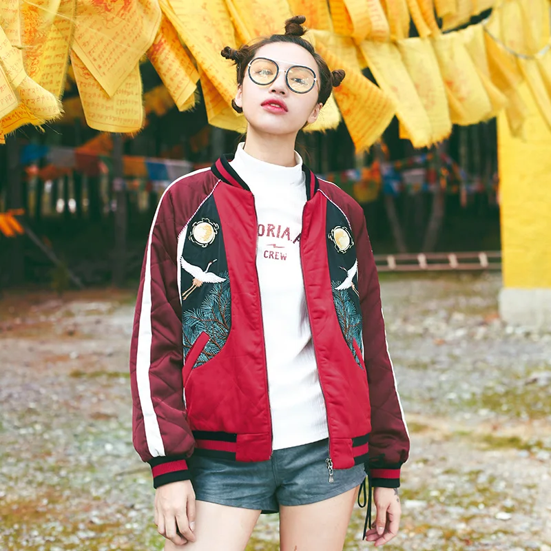 

Aporia.King 2017 winter cotton padded loose stitching baseball uniform jacket 06004 female