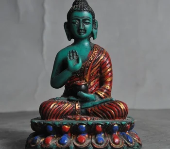 

Tibet Buddhism Artificial lifelike Turquoise Sakyamuni Medicine Buddha Statue