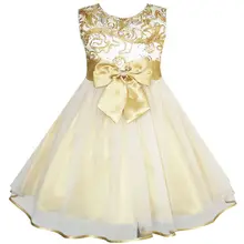 Sunny Fashion платья для девочек платье Цветок Лук Наконечник шампанское Свадьба Карнавальное шествие