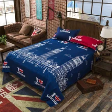 

Blue Color London Print Flat Sheet 100% Polyester Sanding Flat Bed Sheet For Children Adults Single Double Bed Use XF345-4