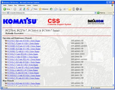 Komatsu CSS Service Hydraulic Excavators PC-270 to PC1800 Shop Manuals Komatsu CSS Service Hydraulic Excavators PC-270 to PC1800 Shop Manuals