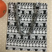 YILE хлопок холст Экологичная для шоппинга с ручкой сумка черный белый слон 814