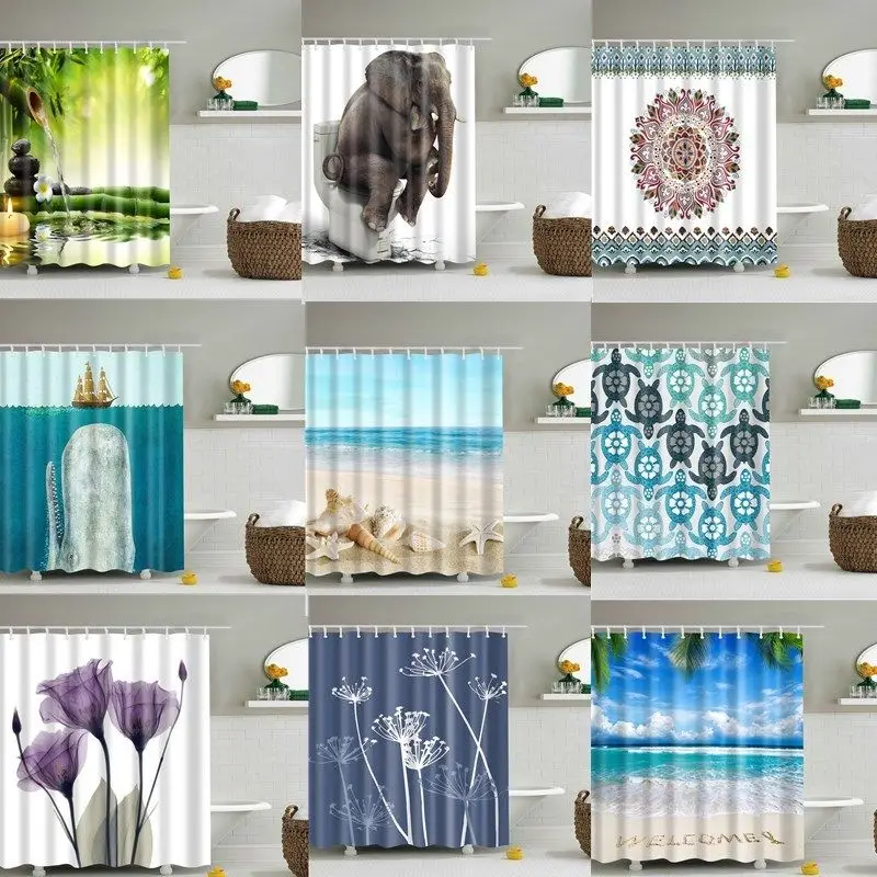 2017 New Shower Curtains Waterproof Polyester Fabric Bathroom Shower