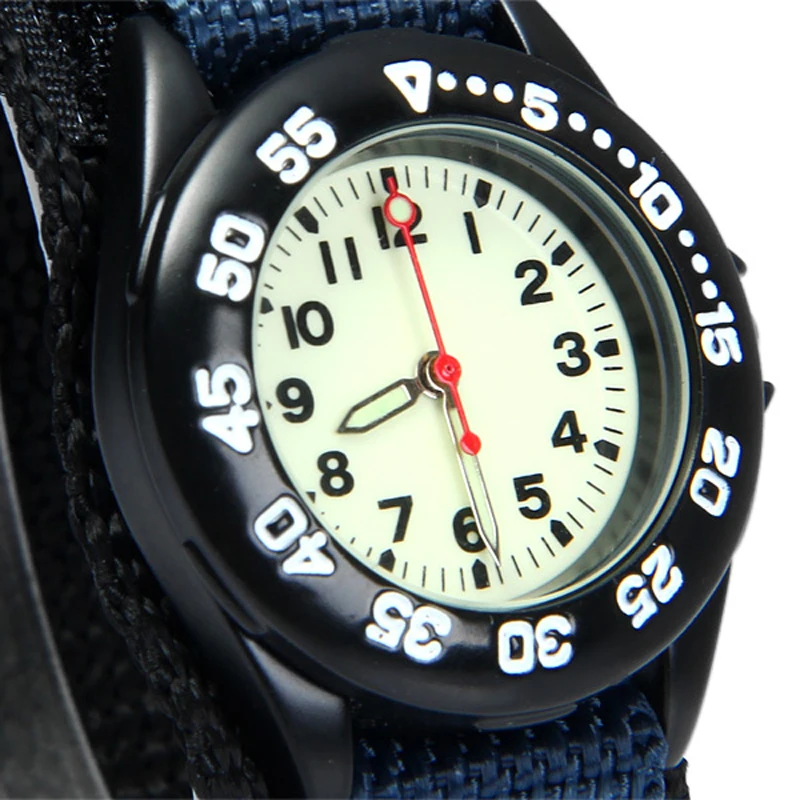 Новый супер легкий световой Кварцевые детские спортивные часы холст нейлоновый ремешок Военная Униформа наручные часы для мальчиков
