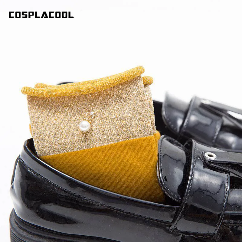 

[COSPLACOOL]Original Design creative Gold Silver Silk Pearl Socks Women handmade Transparent Colorful Socks For Women Meias