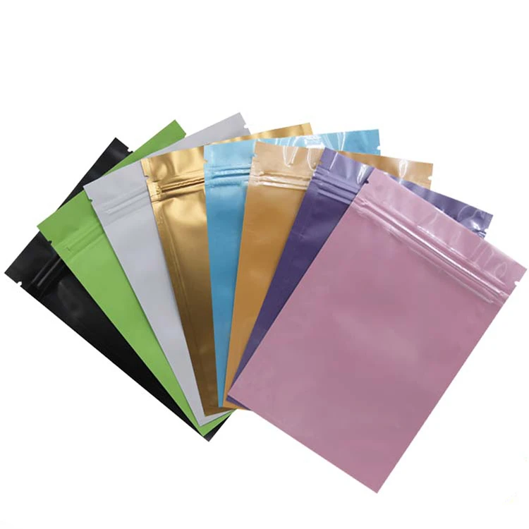 

100pcs/lot 4Sizes 7colors matte/glossy Stand up Aluminium Foil Zip Lock Bag Gift packaging bag powder/tea Packing retail package