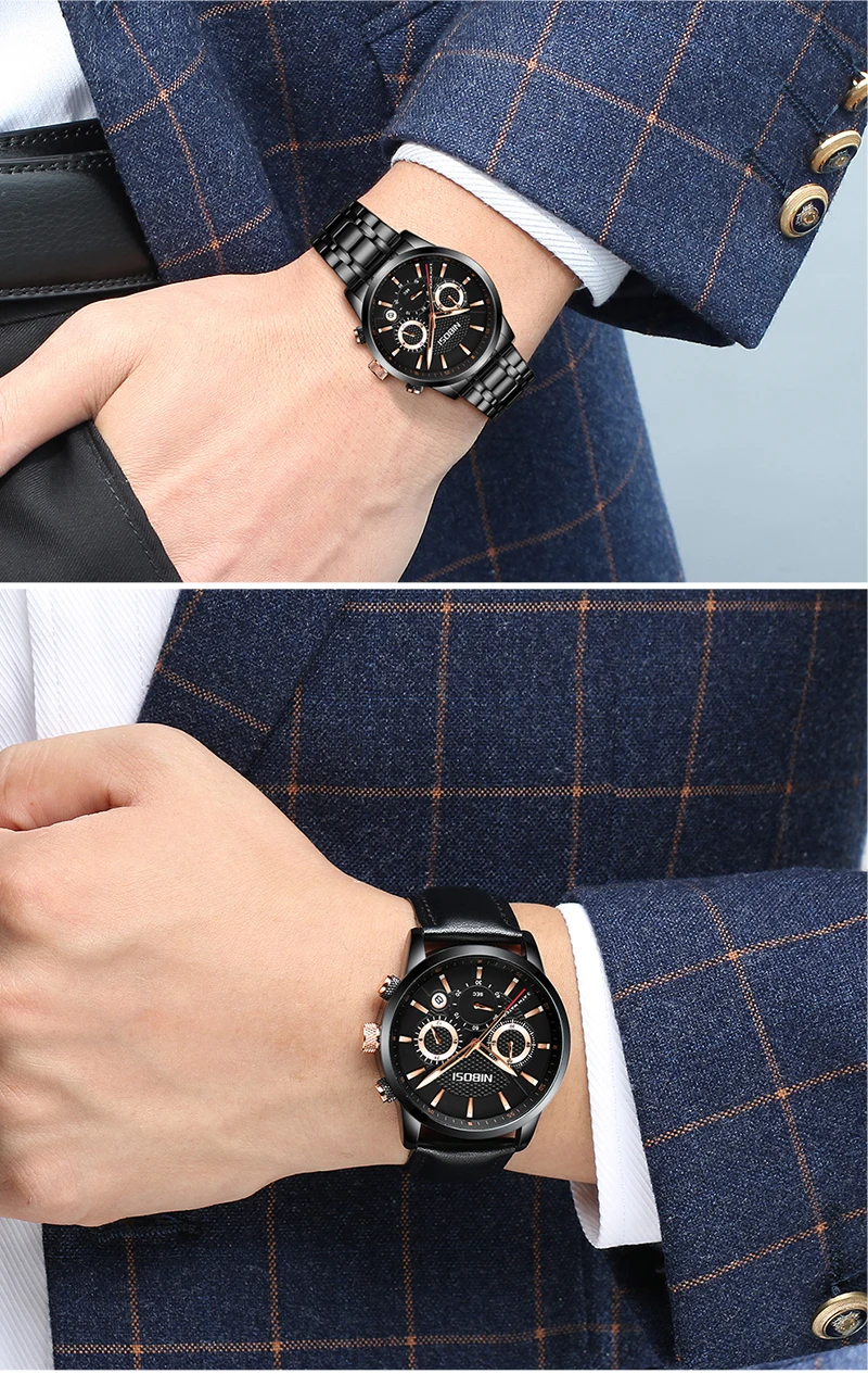 Relogio Masculino Esportivo NIBOSI Sport Watches For Men Top Brand Luxury Waterproof Men Watch Leather Strap Black Clock Male    (11)