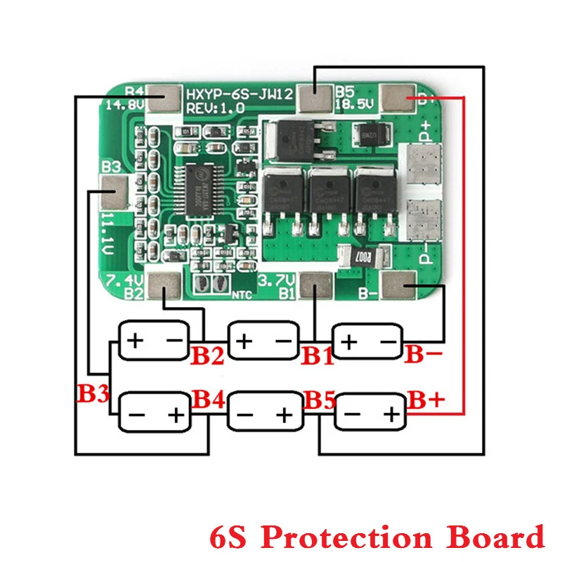 Защитная плата 6S 14A 22 2 V PCB BMS 18650 для литий ионных аккумуляторов защитный модуль