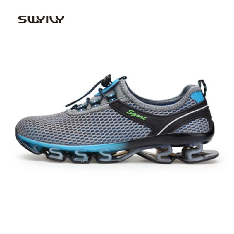 SWYIVY Men Running Shoes Mesh Breathable Outdoor Sneakers 2018 New Summer Ultra-light Cushioning Lace-up Male Sport Shoes