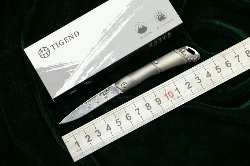 Складной нож из дамасской стали TIGEND CF5406T титановая ручка охотничьи ножи для