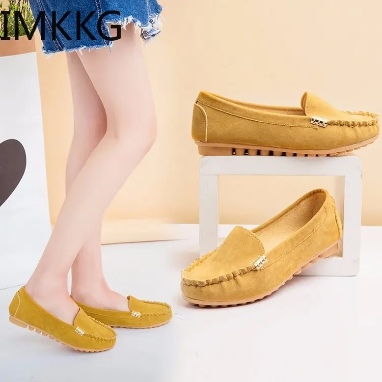 

plus size 44 Woman Flats 2019 round Toe Slip on Shoes Woman Ballet Flats Loafers Boat Shoes Ladies Shoes Zapatos Mujer A00238