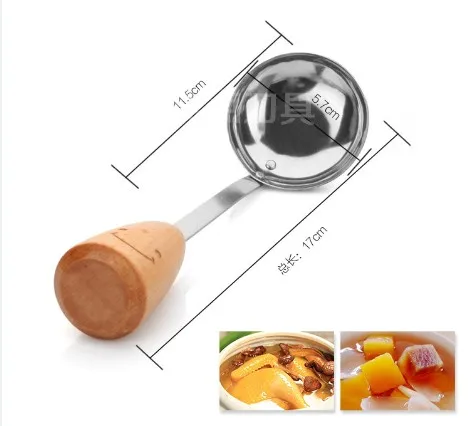 1PC Cute UXCELL Kitchenware Cooking Wood Smile Face Handle Stainless Steel Soup Spoon Ladle KX 226