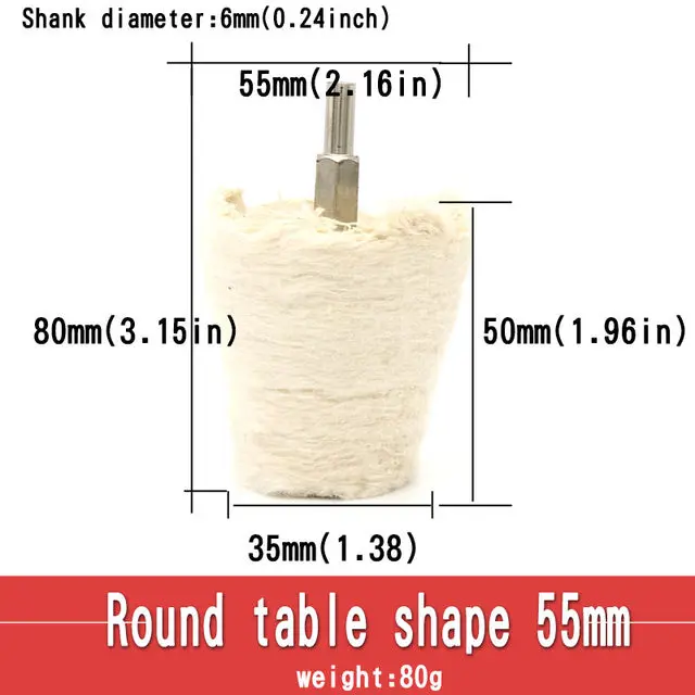 ZtDpLsd 1 шт. 6 мм хвостовик хлопок полировка колеса ткань Полировка шлифовальная машина для ювелирных изделий дерево металл абразивные инструменты Коническая щетка