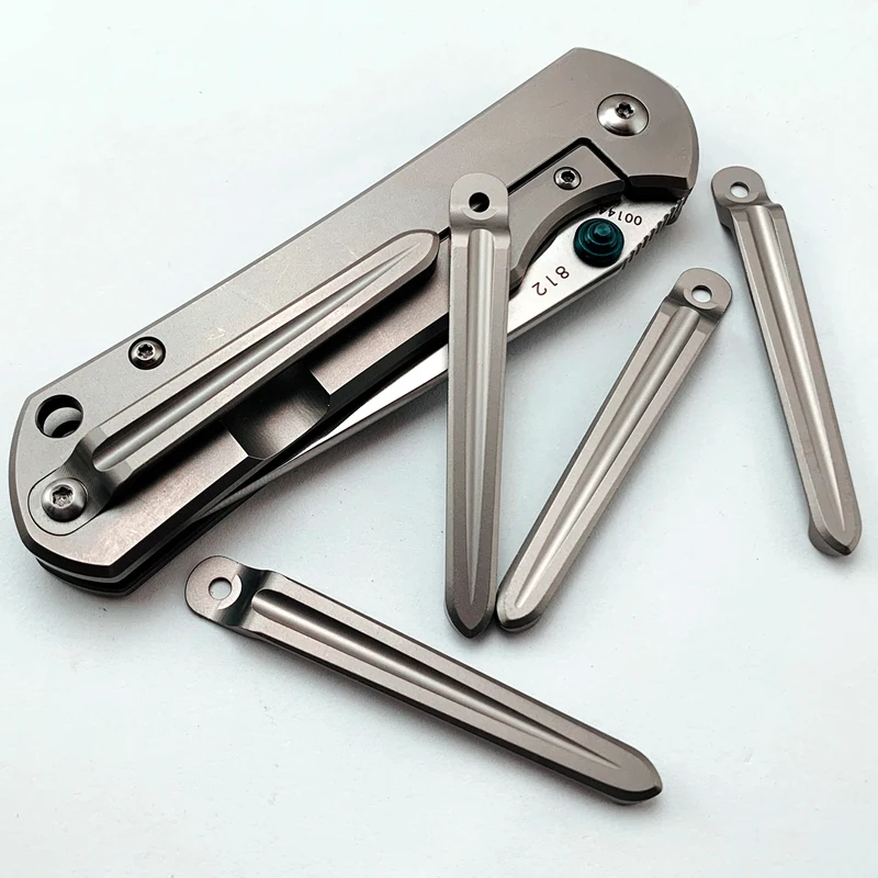 

Back Clip Titanium 812 Titanium Alloy Knife CNC Back Clip for 901 902 9103 with Alloy Screw Stone Wash and Blue Accessories