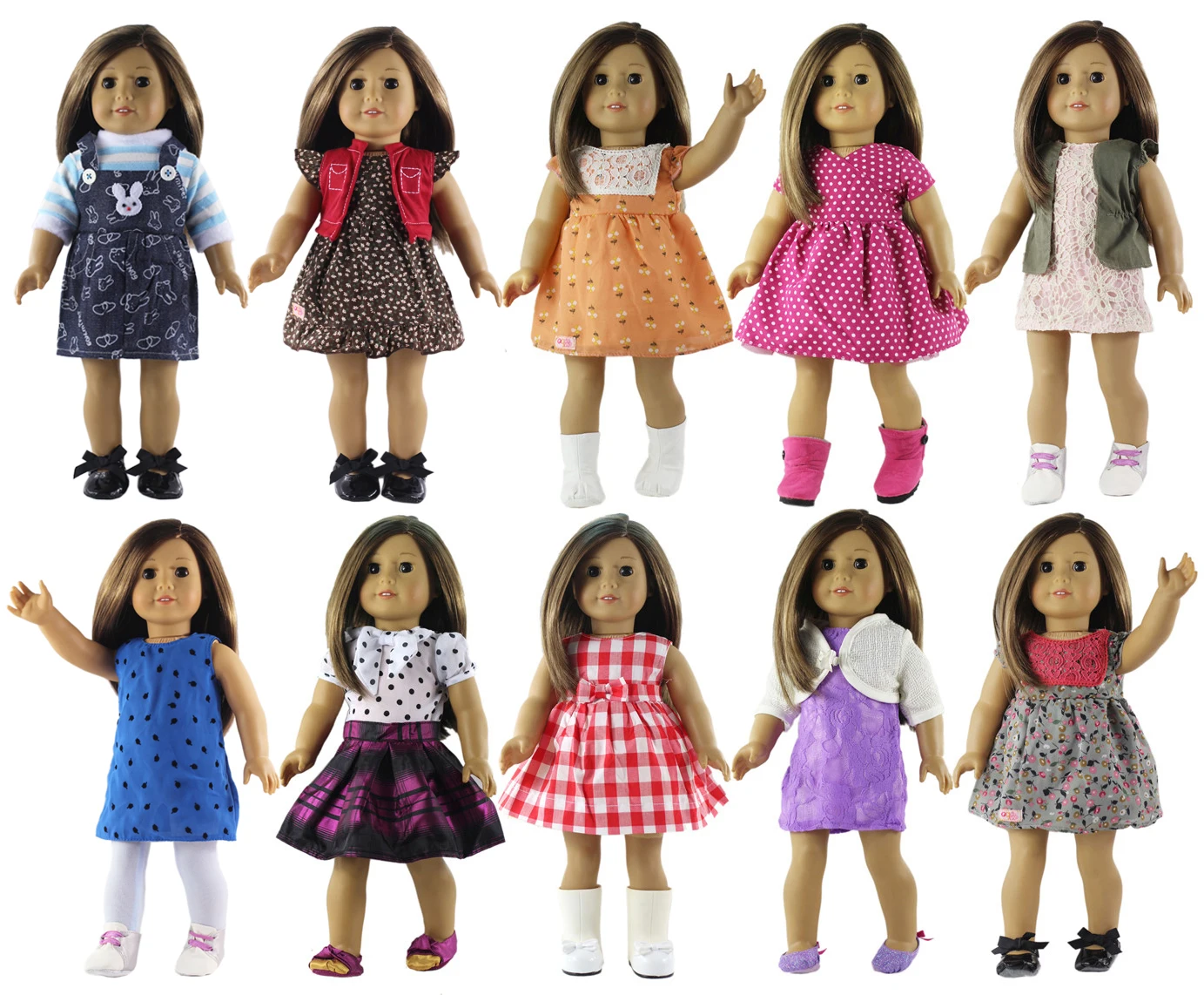 

New 10 Set Doll Clothes for 18 inch American Doll Princess Costumes Dress Outfit A01