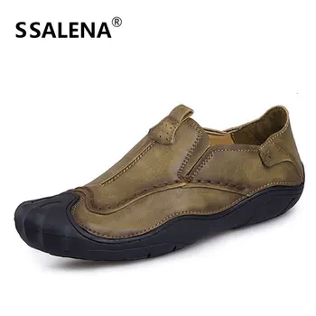 

Men Casual Driving Flats Shoes Fashion Anti-Shock Slip On Leather Shoes Mens Summer Trend Lightweight Loafer Shoes AA11602