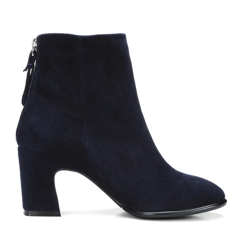 Todas Elegantes Ante 39 brown Mujeres 2019 Vaca Grande Dark Zapatos Cremallera 34 Botas Tamaño Plataforma Blue Invierno De Motocicleta Correspondan Tobillo Qutaa 40Onq