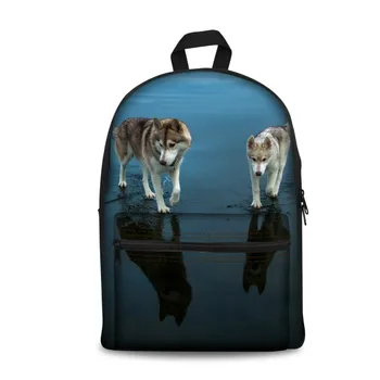 

ThiKin Cute Husky 3D Printing Canvas Backpack for Women School Rucksacks Casual Style Student Knapsack Travel Bagpacks