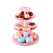 Girl Pink Cake Tower Mini Cookie Food Set Plastic Kitchen Toys Role Play Simulation Birthday Cake Kid Pretend Play Birthday Gift diy simulation fruit cake birthday toys set 54pcs
