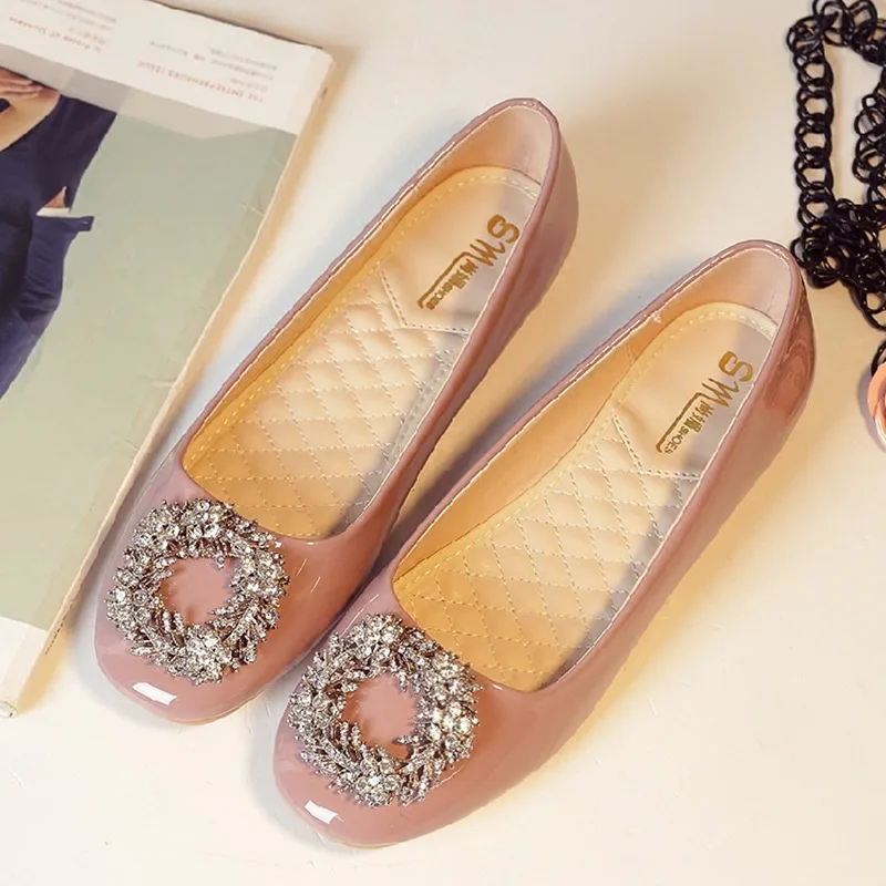 

Plus Size Women Casual Cystal Beads Flats Ladies Slip on Driving Shoes Girls Ballet Flats US 4-11 EUR 40 41 42 43 44