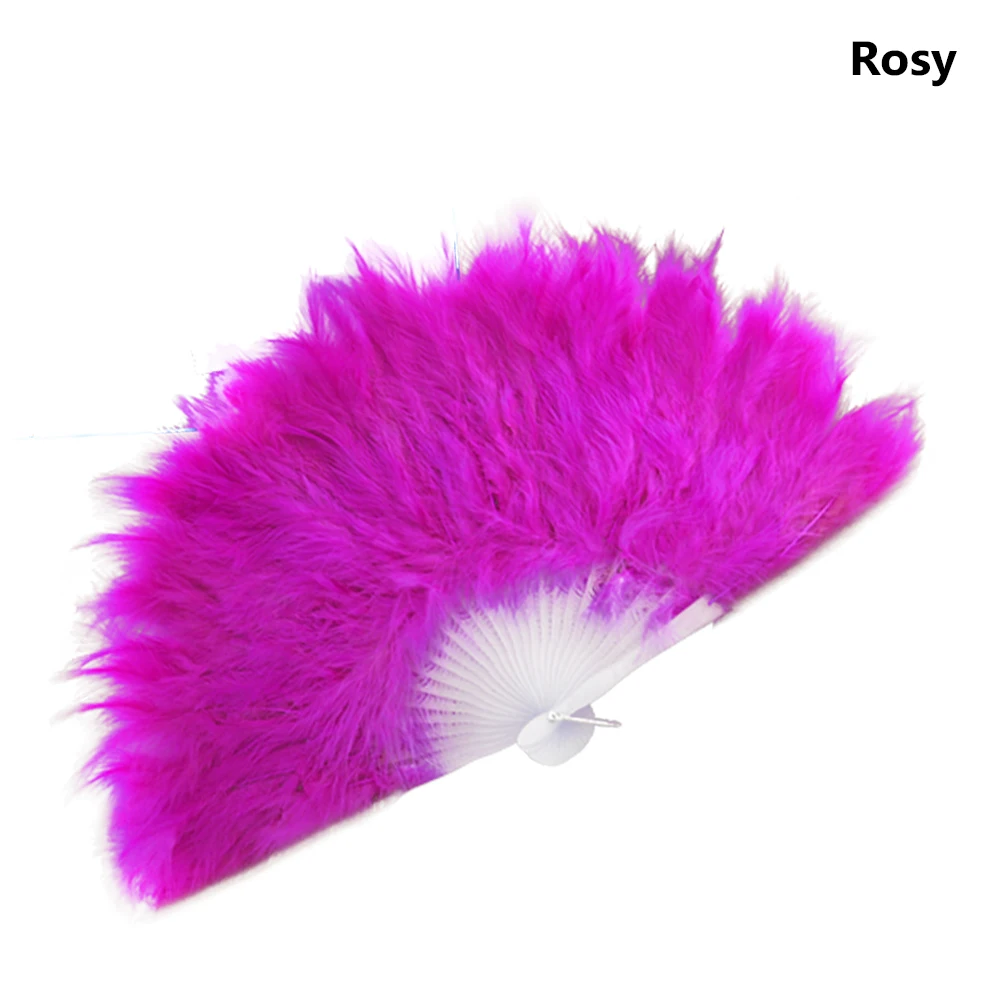 Винтажное перо, веер для рук, Дамское свадебное украшение, Showgirl, веер для танцев, большое перо, складной веер, домашний декор, 11 цветов - Цвет: Rosy