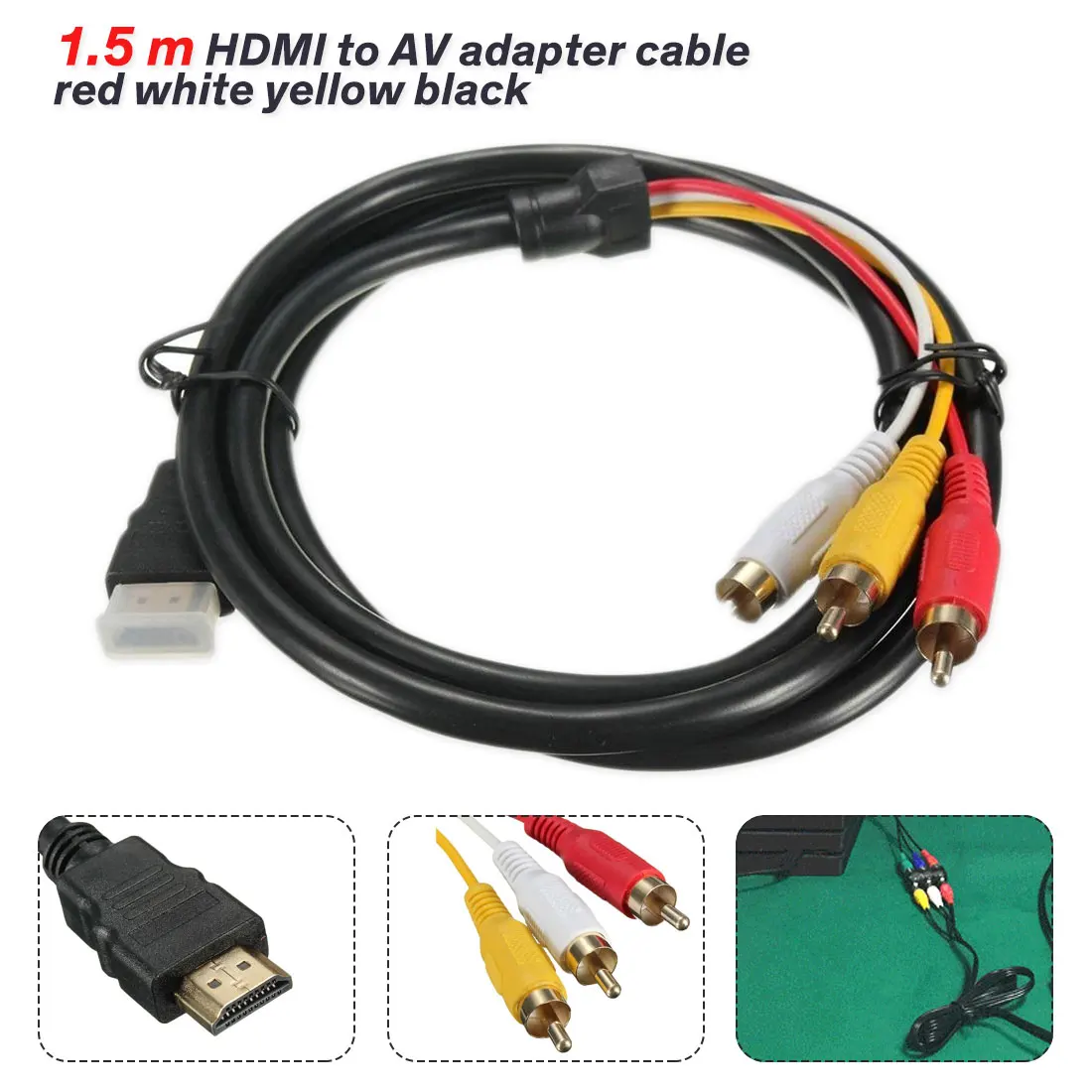 5 футов 1080P HDTV HDMI штекер 3 RCA Аудио Видео AV кабель адаптер конвертер Соединительный
