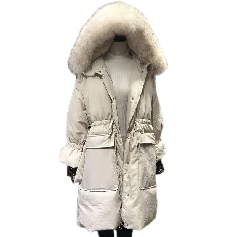 

WSYORE Long Parka Loose 2019 New Raccoon Fur Collar Hooded Down Jacket Thick Winter Women Jacket Duck Down Coat Jacket NS783
